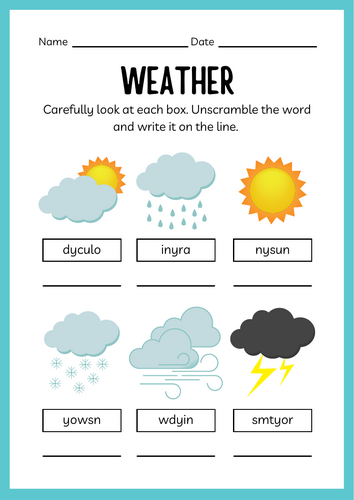 Science Weather Worksheets for Kids