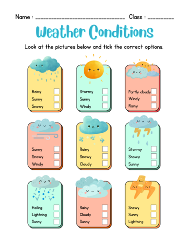 Worksheet Weather, Temperature, Seasons