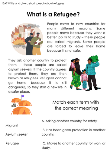 ASDAN PDP- 12A7: Write and give a short speech about refugees.