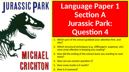AQA  English Language Paper 1 Section A - Jurassic Park