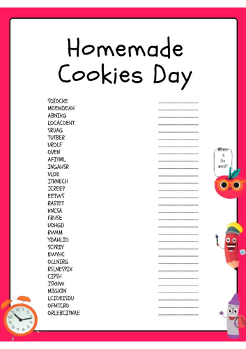 Homemade Cookies Day Word Scramble Puzzle
