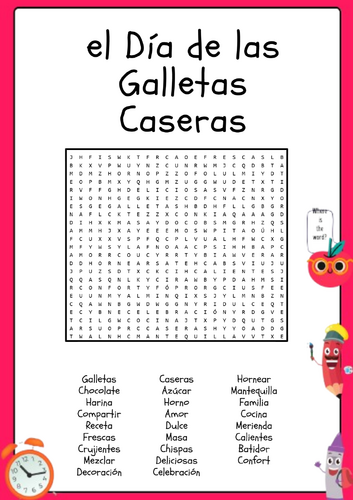 el Día de las Galletas Caseras Word Search Puzzle In Spanish