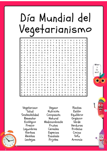 Sopa de Letras del Día Mundial del Vegetariano