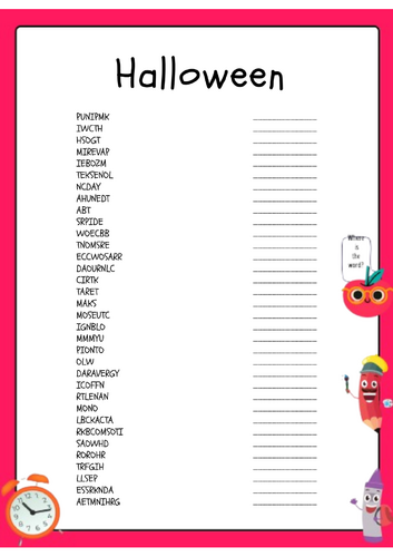 Halloween Word Scramble Puzzle Activity
