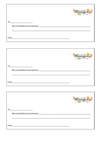Thanksgiving letters to children
