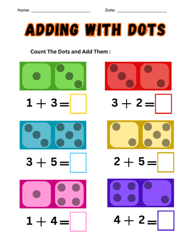 Adding with Dots Worksheets