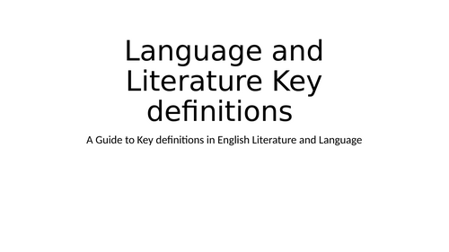 English Language: Key Definitions