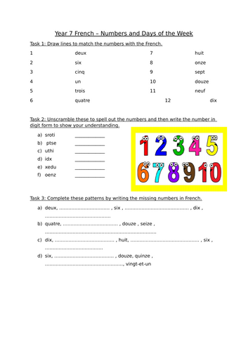 Cover worksheet - Suitable for beginners to French