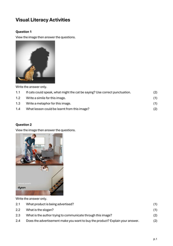 Language and Visual Comprehension Practice Worksheet