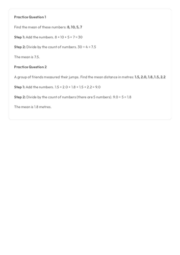 FS Maths - Data Management - How to work out the average using Mean