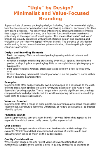 "Ugly" by Design?  Minimalist and Value-Focused Branding