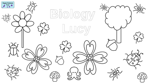Biology colouring page and name template - customise