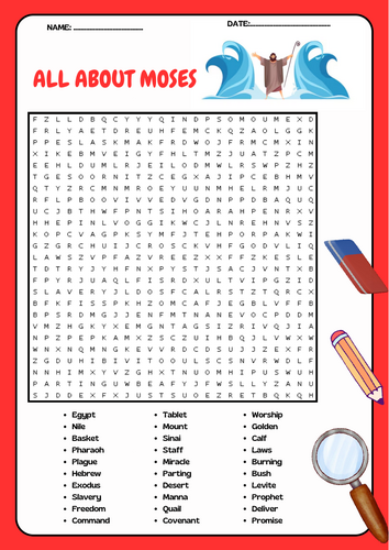All About Moses Word Search Puzzle