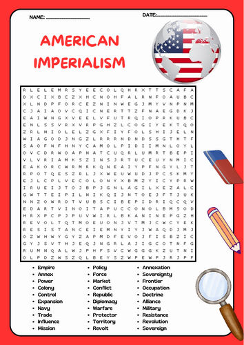American Imperialism Word Search Puzzle Activity Worksheet