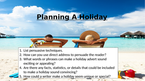 Travel Writing - Planning A Holiday