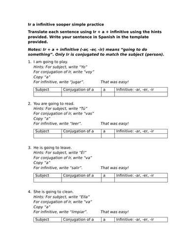 Ir a infinitive sooper simple practice
