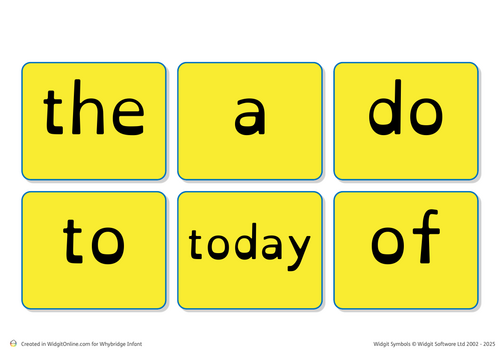 Dyslexia friendly Year 1 common exception words flashcards