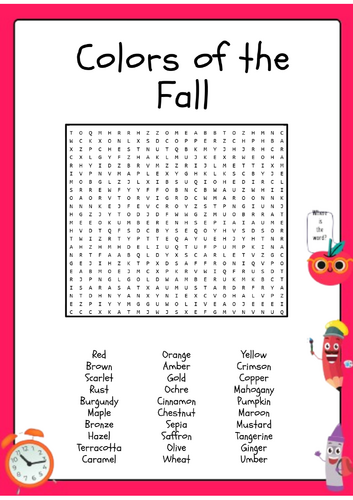 Colors of the Fall Word Search Puzzle