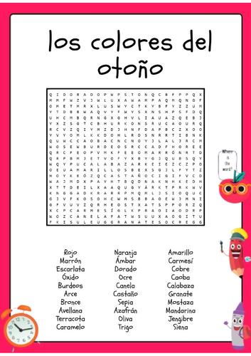 Sopa de Letras Colores del Otoño