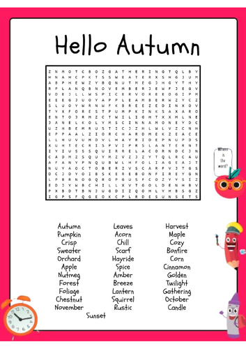 Hello Autumn Word Search Puzzle