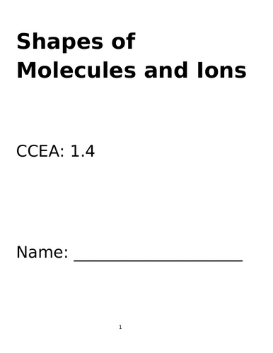 CCEA AS Chemistry 1.4 Shapes of Molecules