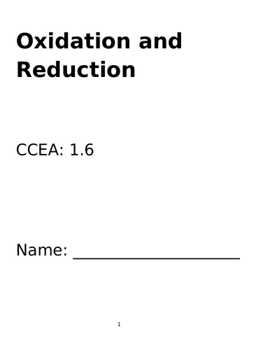CCEA AS Chemistry 1.6 Oxidation and Reduction