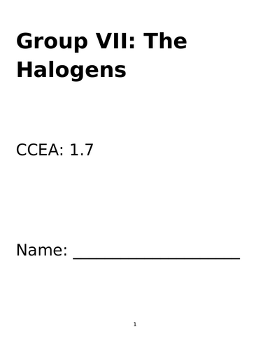 CCEA AS Chemistry 1.7 The Halogens
