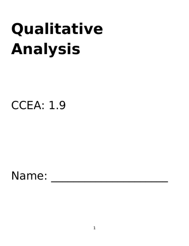 CCEA AS Chemistry 1.9 Qualitative Analysis