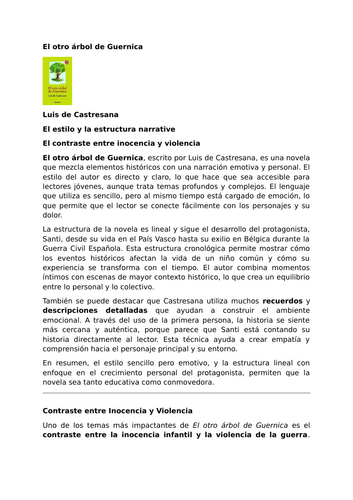 El otro árbol de Guernica by Luis de Castresana – Narrative Style  – Innocence and Violence
