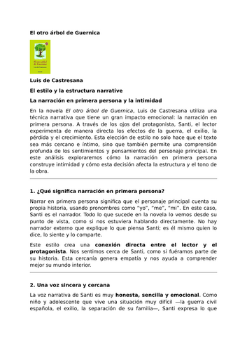 El otro árbol de Guernica - Style - First-Person Perspective and Intimacy