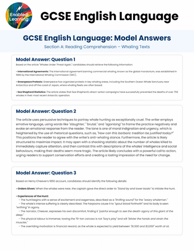 WJEC Eduqas GCSE English Language - Model Answers