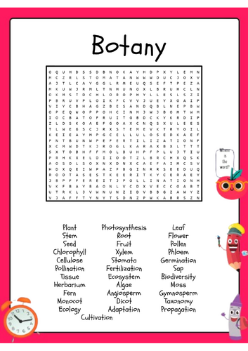 Botany Word Search Activity Puzzle Worksheet