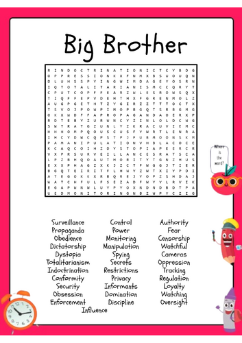 Big Brother Word Search Activity Puzzle Worksheet