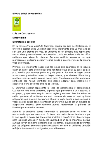 El otro árbol de Guernica by Luis de Castresana – Symbolism – School uniform