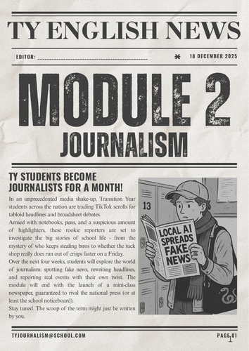 TY Journalism Module and Scheme of Work
