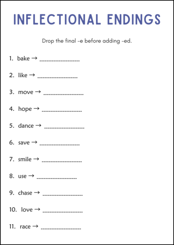 Inflectional Endings Grammar Worksheets and Activities - ing, -ed, -s, -er, -est