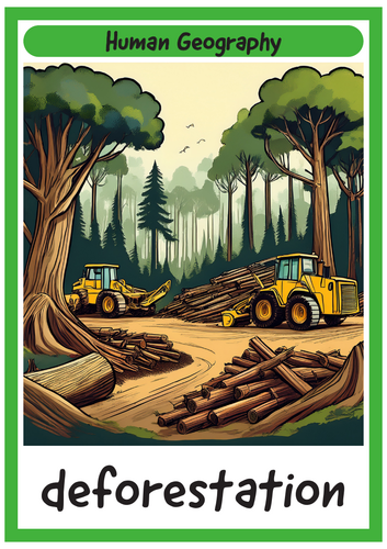 Geography Vocabulary Word Cards (Dual-Coded)