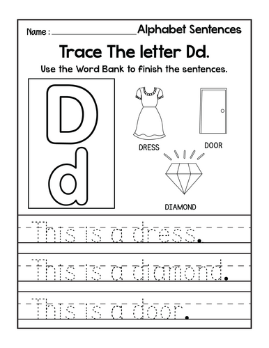 I Can Write Alphabet Sentences Worksheets - Beginner Alphabet Exercises