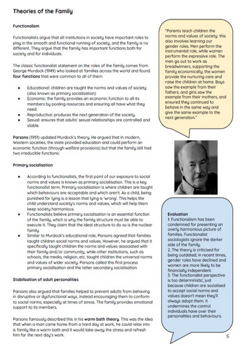 Functionalist views of the family