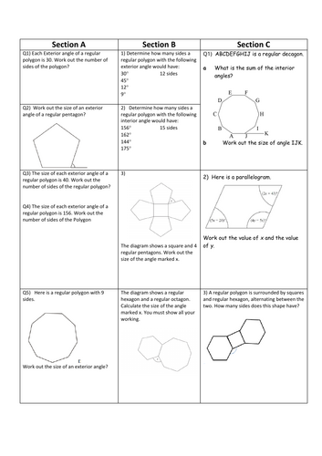 Angles Differentiated - Interior and Exterior