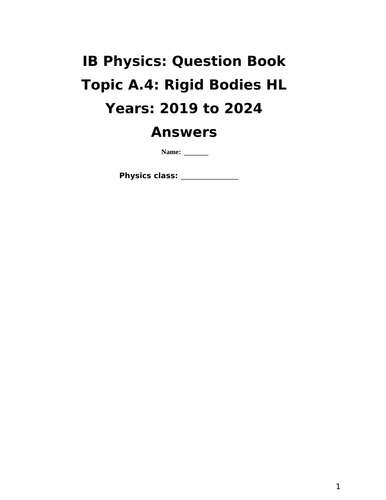 IB Question Book A.4: Rigid Bodies HL (Questions from 2019 to 2024)