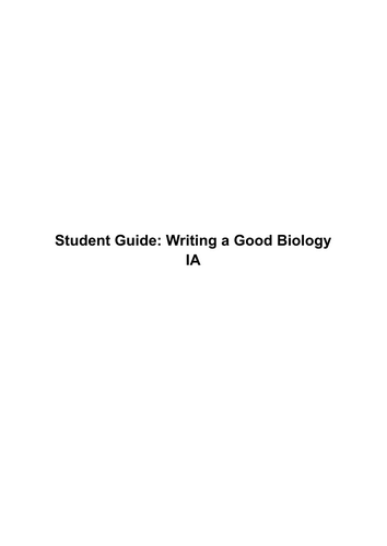 IB Biology - How to write a Biology IA?