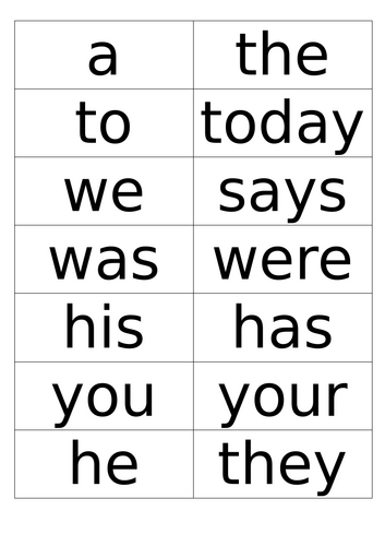 Year 1 High Frequency word cards