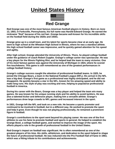 Red Grange “Article & Questions” Assignment