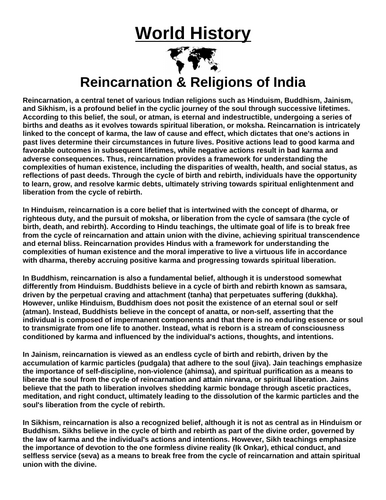 Reincarnation & Religions of India “Article & Questions” Assignment