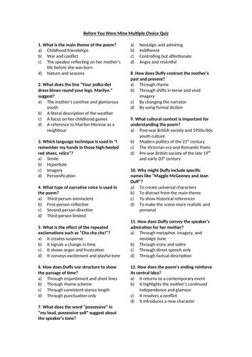 Before You Were Mine Multiple Choice Quiz