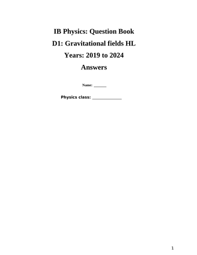 IB Question Book D.1: Gravitational field HL (Questions from 2019 to 2024