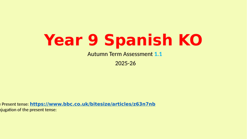 Knowledge organiser for the Present tense