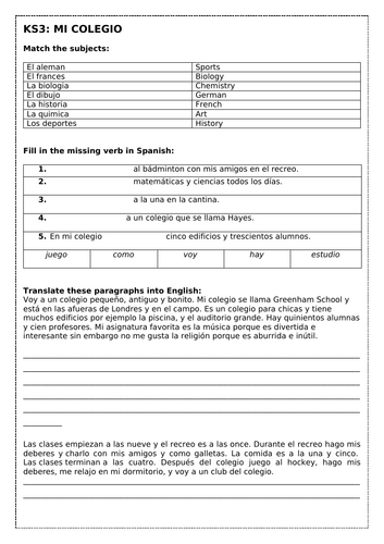 KS3 SPANISH: MI INSTI