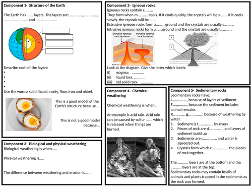 KS3 Earth's structure revision mat